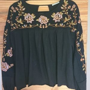 Embroidered flowy blouse